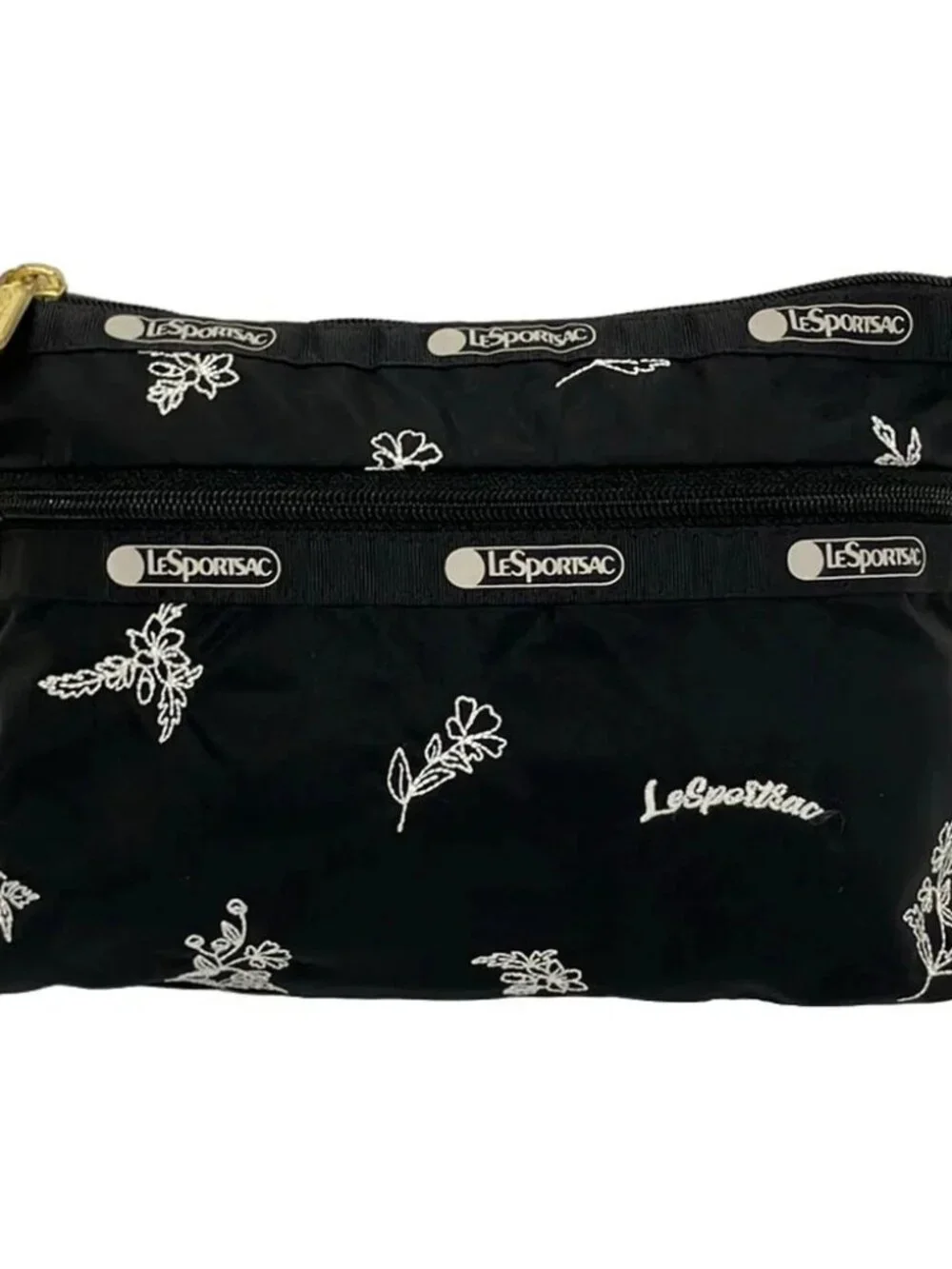 LESPORTSAC Black White Respo Nylon Pouch